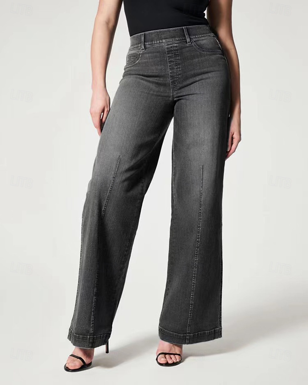 Femmes Jambe large Slacks Occasionnel Doux Longueur mollet Naturel Uni in in france they say Pontalon wide leg Confortable Rue Week-end Noir Blanche Bleu Printemps Automne Coupe Ample de 2025 ? $27.99 –P4