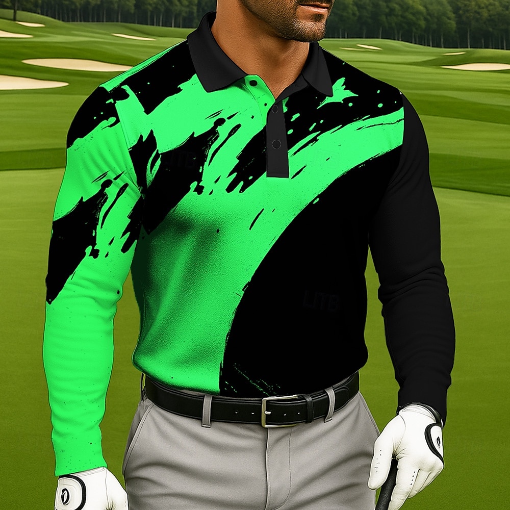 Per uomo Inchiostro splash Maglia da golf Manica Lunga Magliette polo Camicie con Colletto Business Casual Athleisure Abbigliamento da Esterno Ferie Abbigliamento quotidiano Stampa 3D Bottoni del 2026 a $22.99 –P5