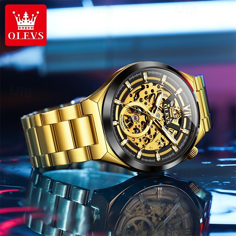 The New Olevs Brand Skeletonized Men'S Business Watch Waterproof Luminous Fashionable And Trendy Fully Automatic Mechanical Watch Casual Sports Men'S Wristwatch 2025 - $77.99 –P4