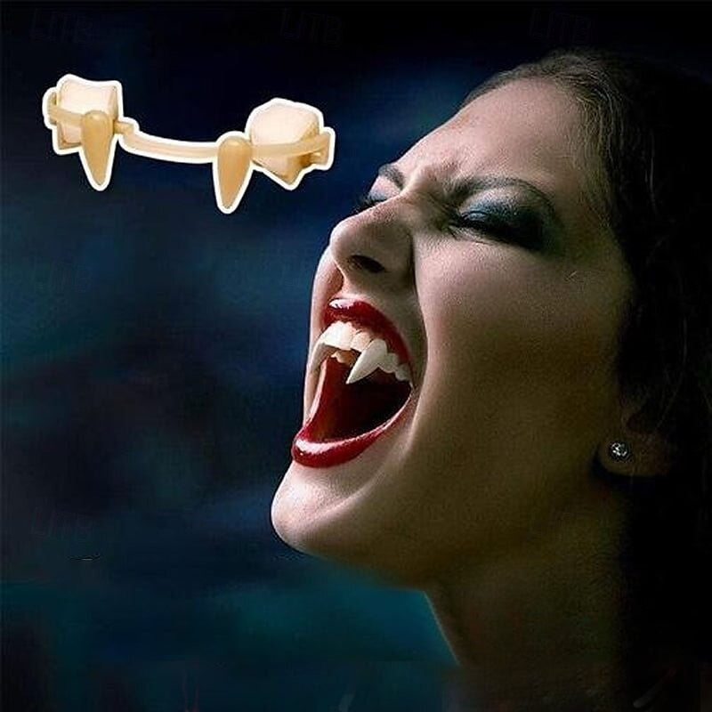 Einziehbare Vampirzähne für Halloween, realistische Vampirzähne für Cosplay, Requisiten für Zombiekostümpartys für Erwachsene und Kinder, gruseliges Dracula-Gebiss für die Halloween-Maskenball-Verkleidung 2025 - $8.99 –P5