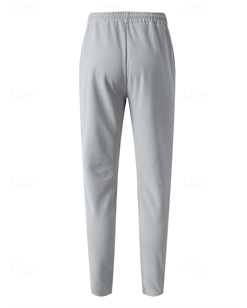 Herren Jogginghose Hose Faltenhose Waffelhose Tasche Elastischer Bund Kordelzug Einfach Komfort Sport im Freien Täglich Mode Lässig Schwarz Weiß Mikroelastisch 2026 - $17.99 –P17