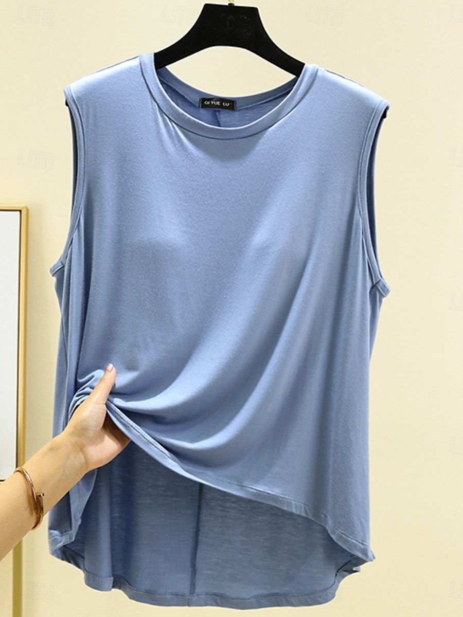 Női Camisole Tank Top Tömör szín Napi Alkalmi Ujjatlan Terített nyak Normál felsők Napi Fekete Arcpír rózsaszín Bíbor Lóhere Khakizöld Nyár Tavasz 2025 - $14.99 –P7