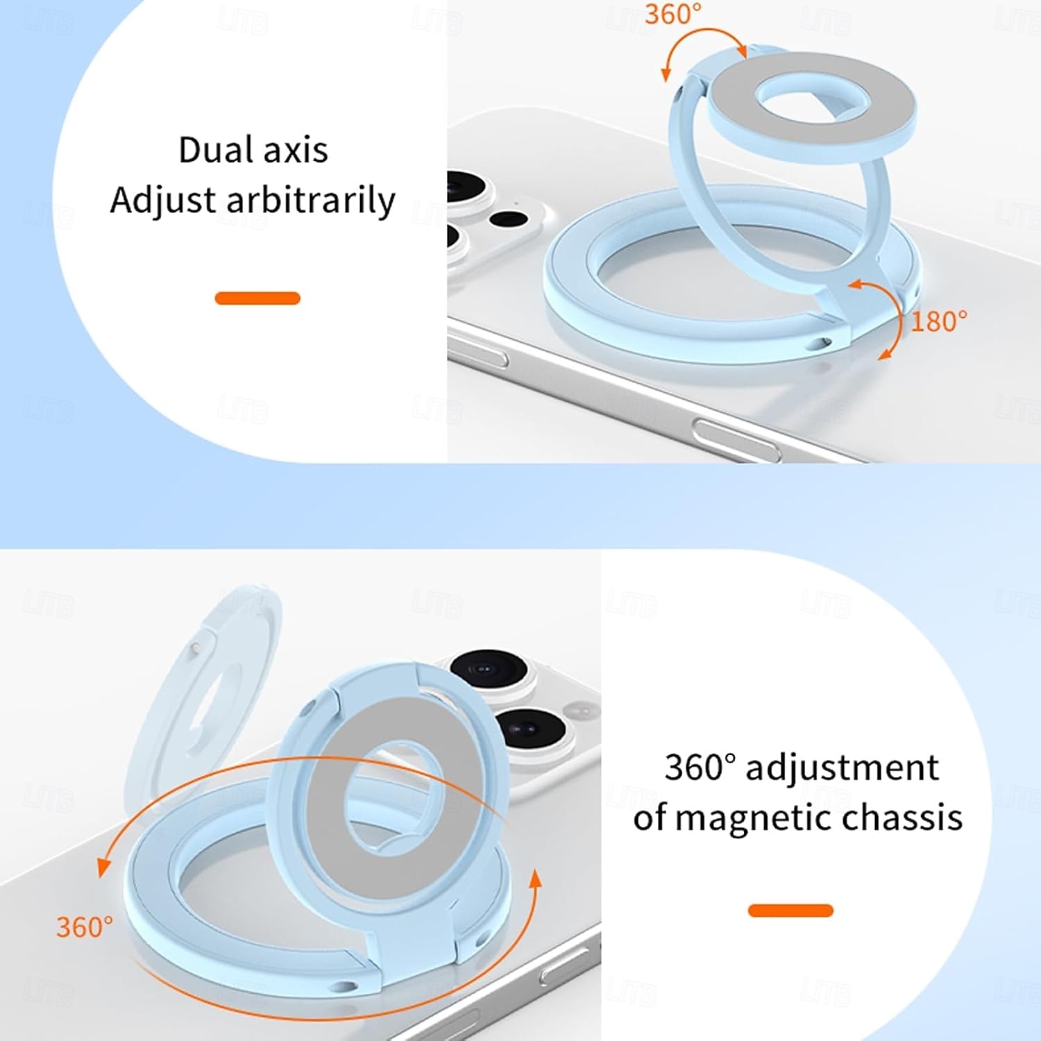 Suporte magnético para celular de dupla face - forte sucção para carro/mesa, ajustável em 360 graus, compatível com capas das séries iPhone, Samsung, Google e Moto de 2025 por $15.99 –P4