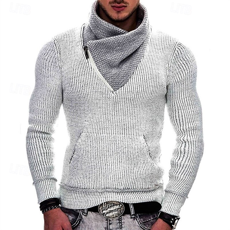 Per uomo Felpa Maglione A Coste Maglia Top Regolari Lavorato a maglia Slim Fit Semplice Scialle Maglieria Moda Casuale Abbigliamento quotidiano Abbigliamento Inverno Nero Bianco S M L del 2025 a $40.99 –P2