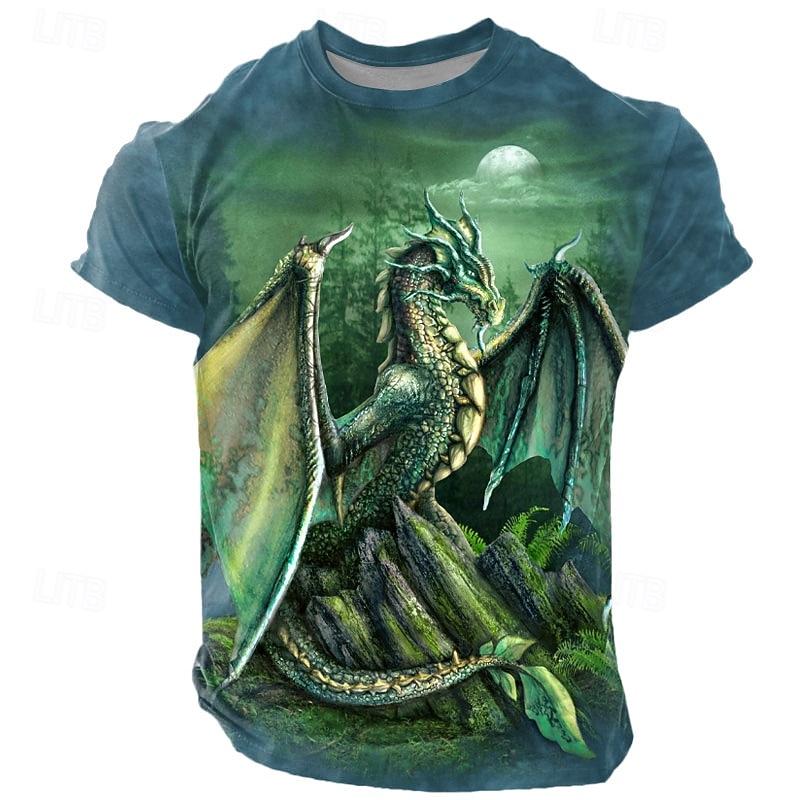 T-shirt da uomo Sarah Richter Dragon Devil T-shirt a manica corta stampa 3D maglietta a collo rotondo designer esagerato artistico street casual quotidiano blu lago nero blu estivo primaverile del 2026 a $22.99 –P3