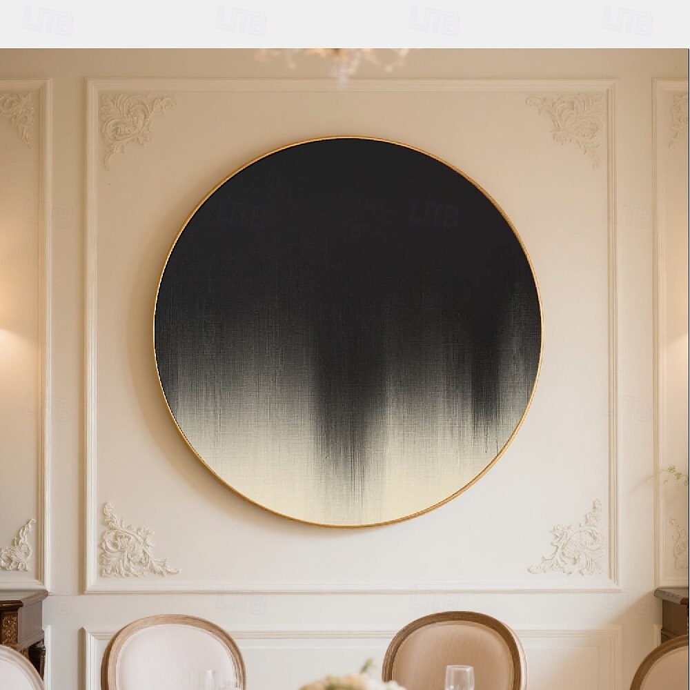 handgefertigte kreisförmige rein schwarze Galerie-Leinwand, modern strukturiert, mattes Finish, minimalistisches Statement-Wandbild, glatte Oberfläche, feiner Kantenkontrast, fertig zum Aufhängen, 2025 - $178.99 –P5