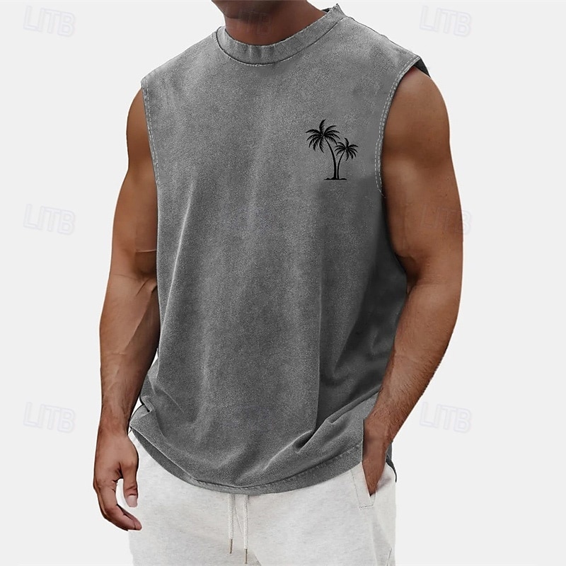 Hombre Camiseta sin mangas Top Camisetas Interiores Camisa sin mangas Sin Mangas Cuello Barco Verano Árbol de coco Moda Design Básico Clásico Vacaciones Calle Noche Negro Verde Claro Azul Piscina 2025 - $11.99 –P1
