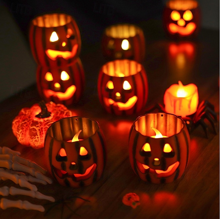 1 kpl halloween-kurpitsan muotoinen led-elektroninen kynttilävalo sisä- ja ulkotiloihin juhla-makuuhuoneen ravintolan juhlava tunnelma koristevalo 2025 - $6.49 –P5