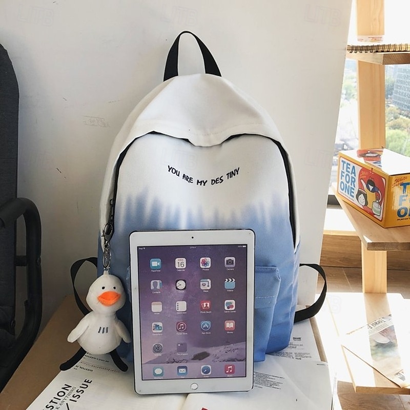 Sac à dos dégradé esthétique pour adolescentes – cartable léger avec porte-clés canard mignon, cartable pastel doux pour la rentrée ou un usage quotidien de 2025 ? $26.99 –P4