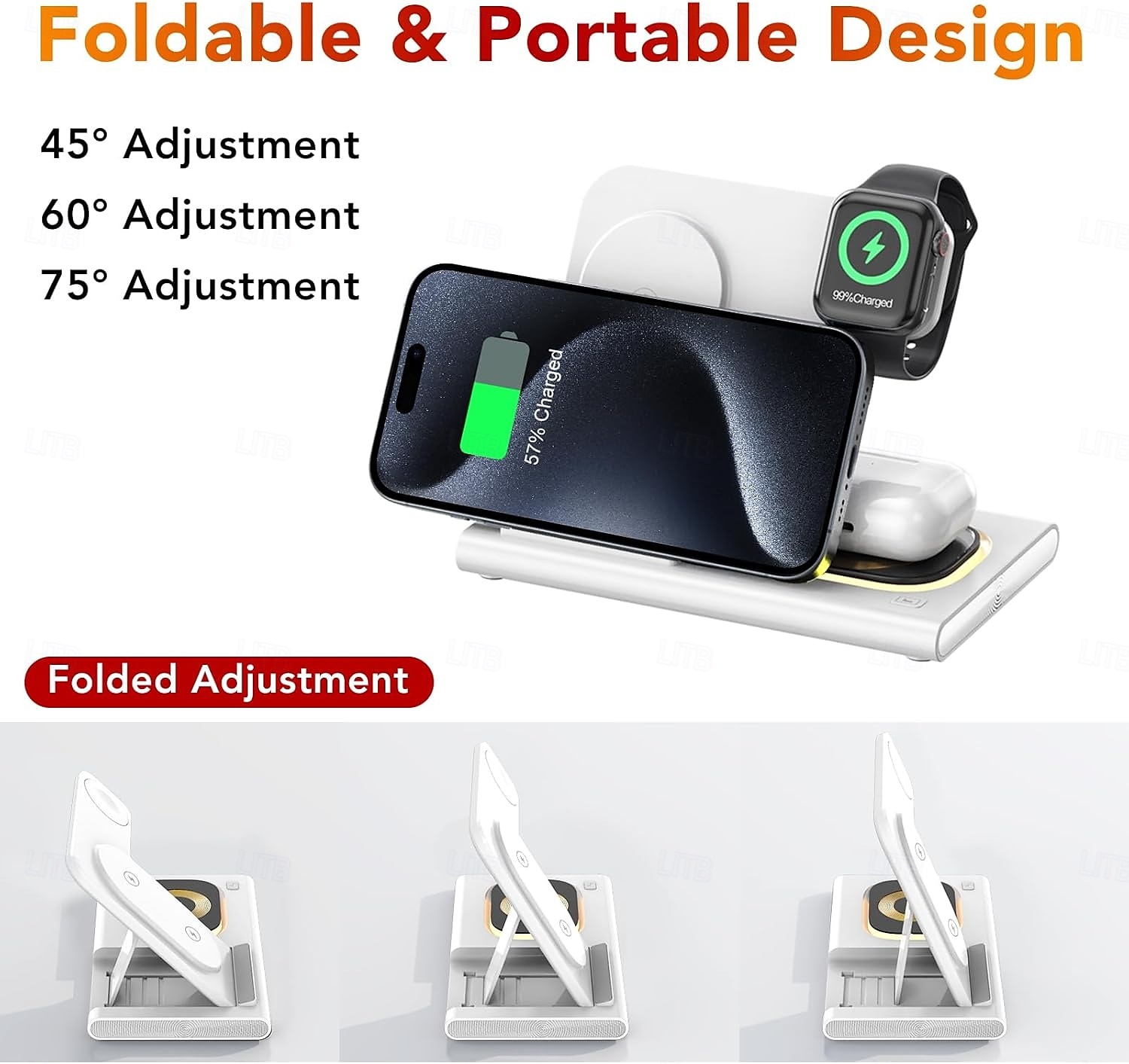 Faltbare 3-in-1-Ladestation für Apple-Produkte, schneller kabelloser Reise-Dock-Adapter für iPhone 16/15/14/13/12/11/x/xs, für iWatch 10/9/8/7/ultra2/ultra/se, für Airpods 4/3/2/pro/2 2025 - $41.99 –P4