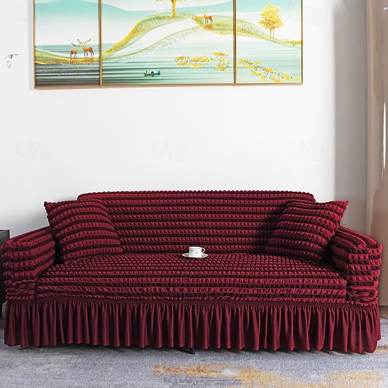 3D Bubble Lattice Elegant Stretch Sofa Cover Loveseat Cover Couch Cover Spandex Elastic Sofa Slipcover Protector with Skirt 2025 - $39.99 –P9