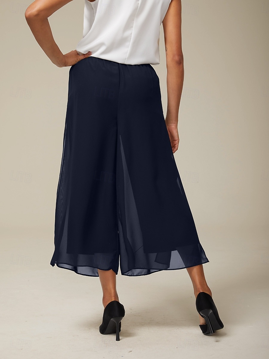 Dam Trosor Semester Klassisk Vadlängd Medium Midja Elastisk midja Trendig Mode Elastisk Formell Kontor Vardag Marinblå Sommar Vår Höst 2025 - $49.99 –P5