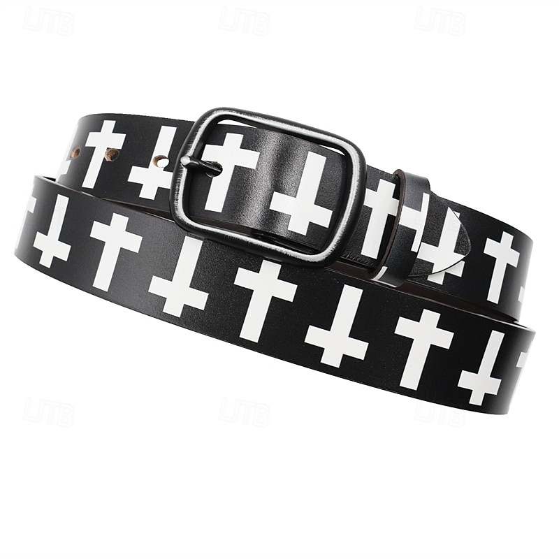 Men's Belt Waist Belt Black White Dermis Alloy Durable Adjustable Cross Outdoor Daily 2025 - $29.99 –P3