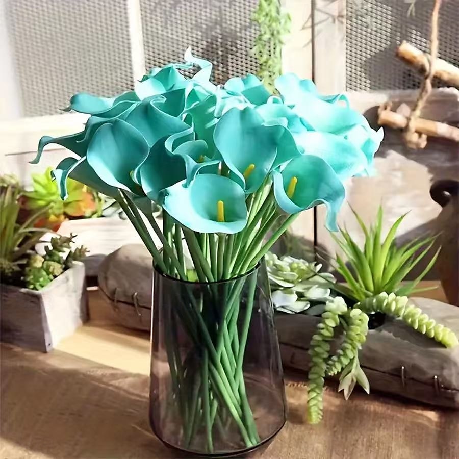 20 svazků umělých stonků lilií, kala a lotosových květů v 18 barvách, realistické umělé květiny na Valentýna, Den matek, svatební kytice, fotografické rekvizity, venkovní a vnitřní dekorace 2026 - $23.99 –P14