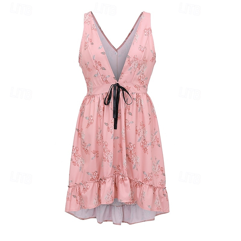 Pentru femei Rochie Mini Rochie florala Rochie Boho Rochie occidentală Modă Clasic În aer liber Zilnic Concediu Fit regulat Floare Fără manșon În V Roz Deschis Vară 2025 - $31.99 –P4