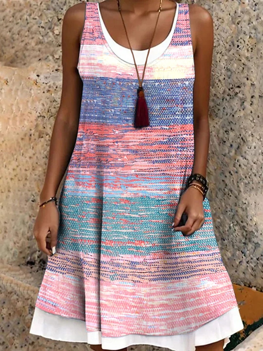 Női Mini ruha Nyári ruha A vonalú ruha Vállon kívüli ruha Szabadság Alkalmi Boho Napi Laza öltözet Grafika Mértani Ujjatlan Terített nyak Arcpír rózsaszín Medence Bíbor Lóhere Nyár Tavasz Ősz 2025 - $24.99 –P1