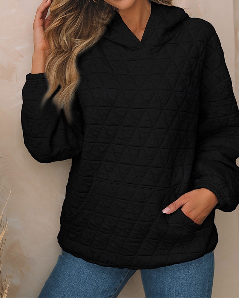 Per donna Felpa con cappuccio Semplice Streetwear Casual Comodo Manica Lunga Con Cappuccio Top Regolari Streetwear Ferie Uscire Nero Bianco Grigio Autunno del 2025 a $31.99 –P3