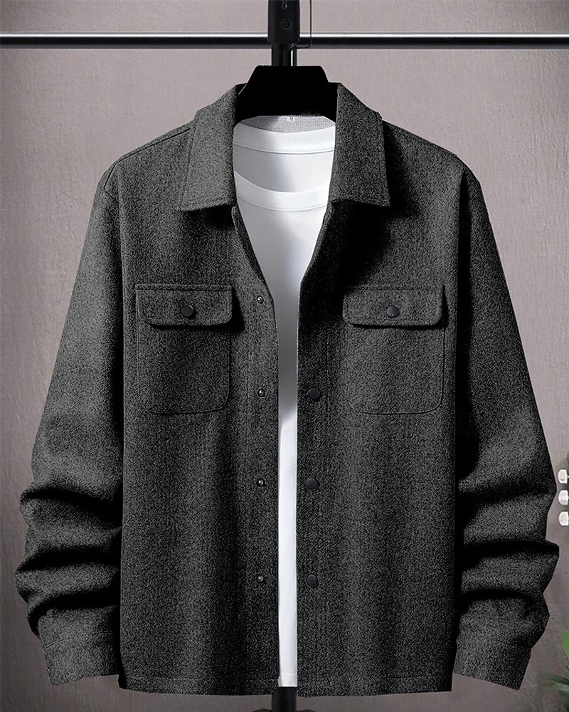 Homme Veste Légère Chemise Veste Veste Décontractée Chemise Vacances Quotidien Respirant Avec Poches Printemps Automne Uni Mode Classique Revers Régulier Noir bleu marine Kaki Gris Claire Vert de 2025 ? $27.99 –P2