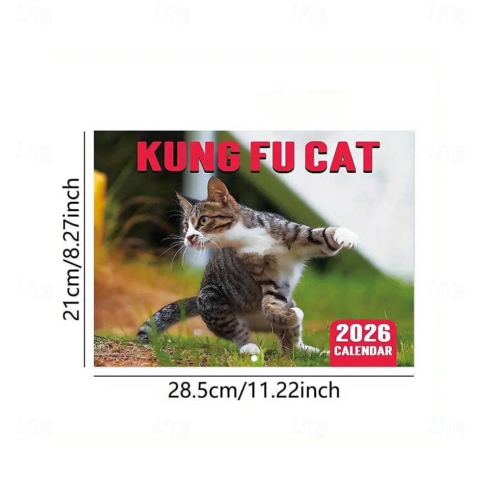 2025年 2026年 怒った猫 カンフー猫カレンダー 面白い犬のうんちカレンダー ラミネート加工 月間プランナー 英語の日付付き 1月から12月まで 自宅やオフィスの装飾に最適 猫好きや犬好きの方に最適 コレクション – $11.21 –P22