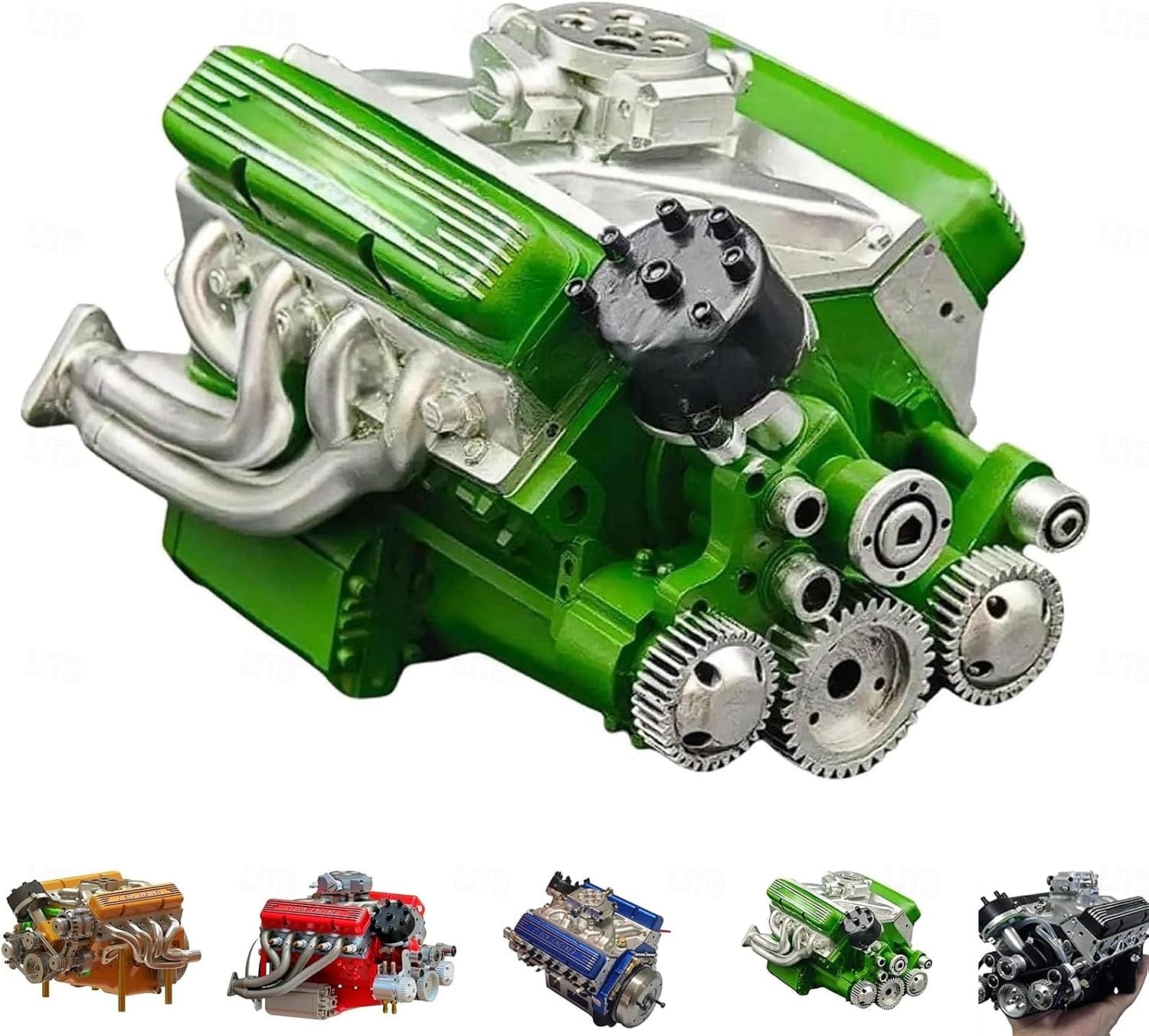 V8-motor hartsprydnad bensin liten blockmotor modellbyggsatser invecklad växeldesign motorfigur skulptur hantverk för skrivbord bokhylla dekoration 2025 - $20.99 –P1