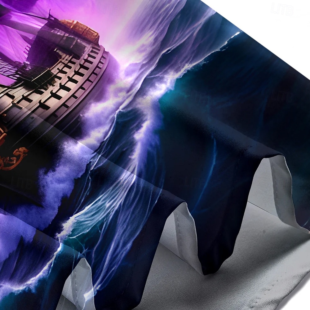 Halloween Pánské Oceán Plachetnice Lebky Košile Letní košile Košile na knoflíky Krátký rukáv Vintage Retro Tmavá Dovolená Streetwear Léto Jaro Přehnutý 3D tisk košile s límečkem Fialová 2025 - $23.99 –P3