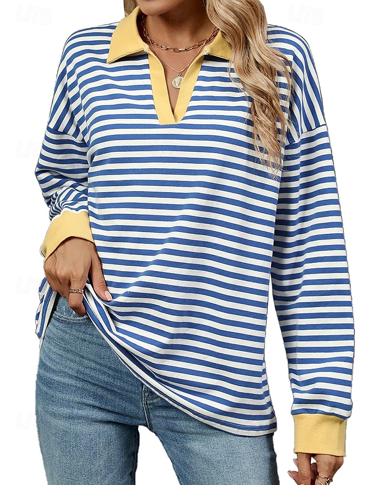 Mujer Sudadera tipo jersey Tops casuales Manga Larga Camiseta Ropa Deportiva Escote en Pico Protección Solar Resistente al Viento Al Aire Libre Ropa de deporte Ropa de Deporte Rayas Rosa oscuro Negro 2025 - $23.99 –P6