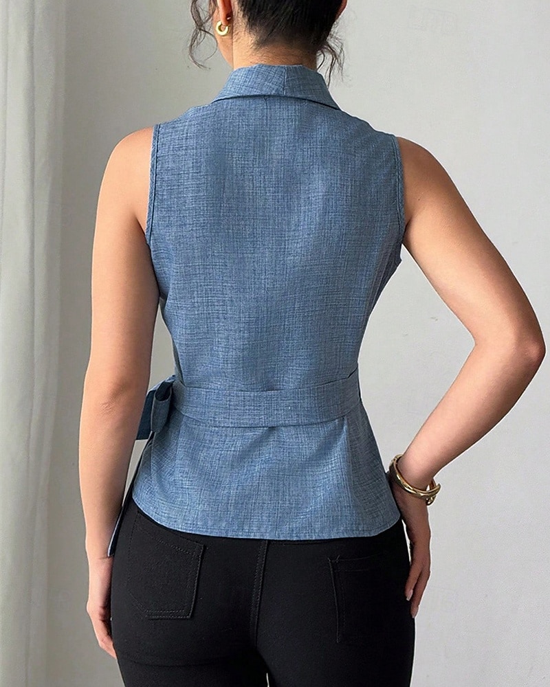 Women's Shirt Summer Tops Plain Daily Stylish Basic Short Sleeve V Neck Regular Tops Work Daily Holiday Tunic Blue Spring Fall 2025 - $21.99 –P4