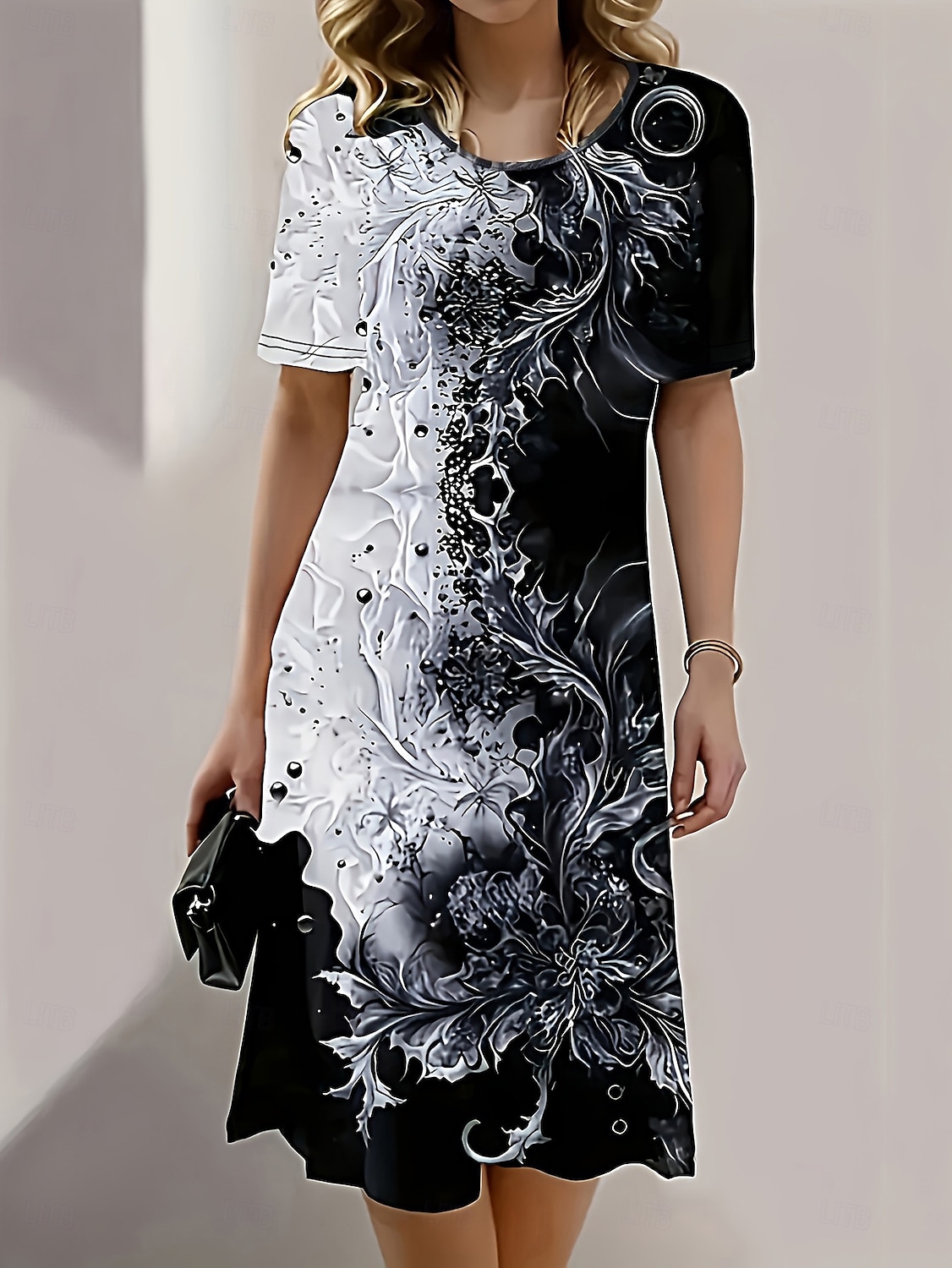 Pentru femei Rochii Midi Rochie imprimata Modă Modern Zilnic Petrecere ceai Ieșire Potrivire Largă Floral Abstract Manșon scurt Stil Nautic Negru Galben Albastru piscină Albastru Închis Vară Primăvară 2025 - $23.99 –P3