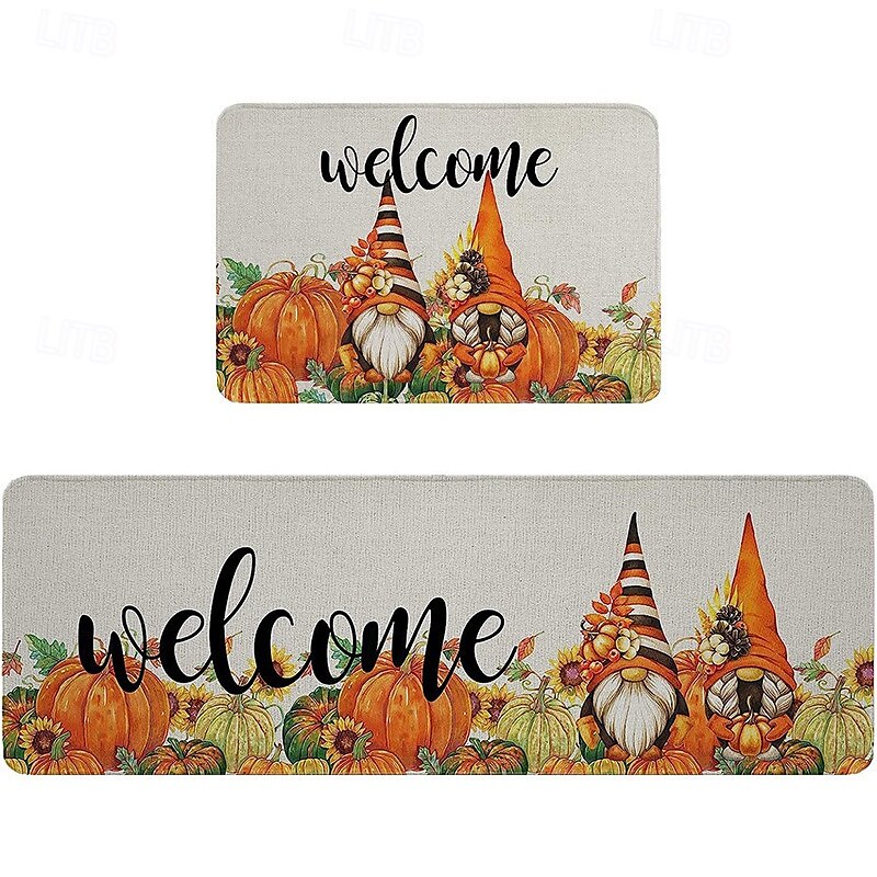 halloween &Thanksgiving sklisikker kjøkkenmatte - flekkbestandig krystallfløyelsteppe til badet &døråpning 2025 - $42.99 –P6
