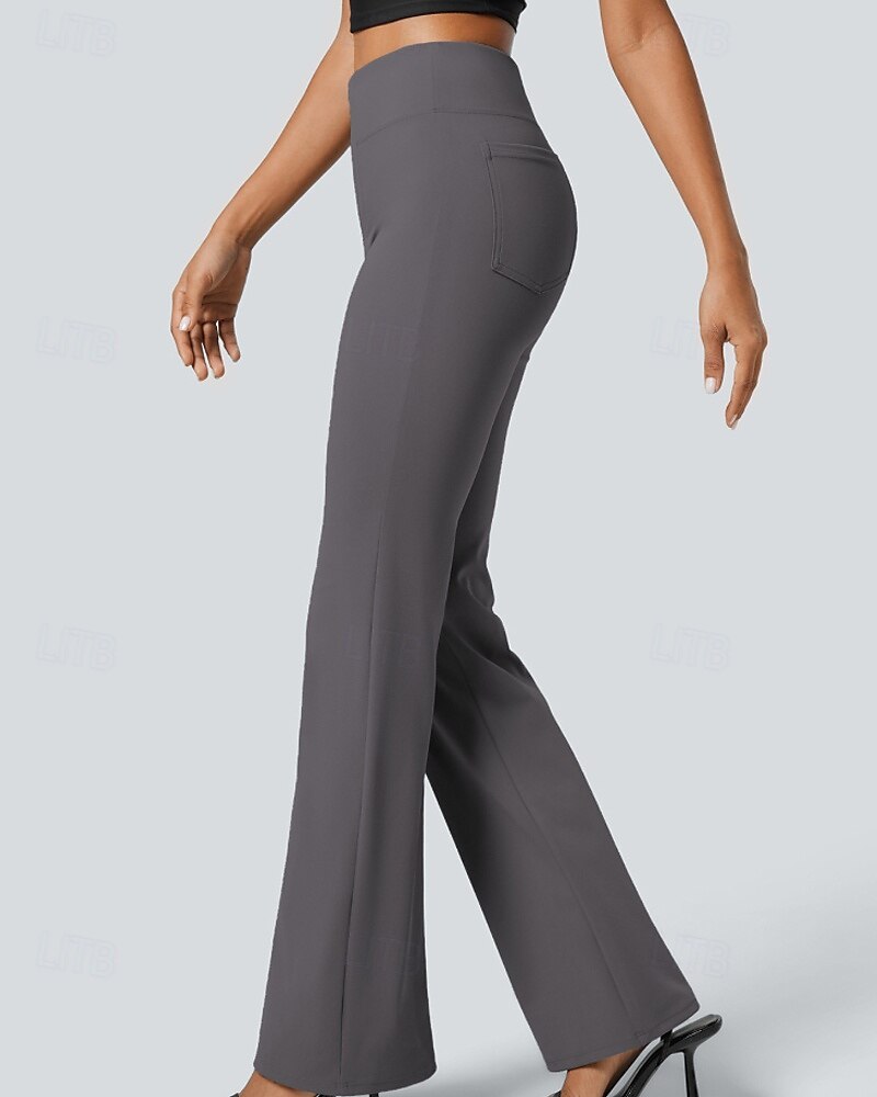 Per donna Gamba larga Pantaloni a zampa Pantaloni Eleganti Streetwear Casual Lunghezza intera Naturale Semplice Tasca Elastico in vita Comodo All'aperto Vacanza Ferie Grigio scuro Nero Verde militare del 2025 a $24.99 –P8