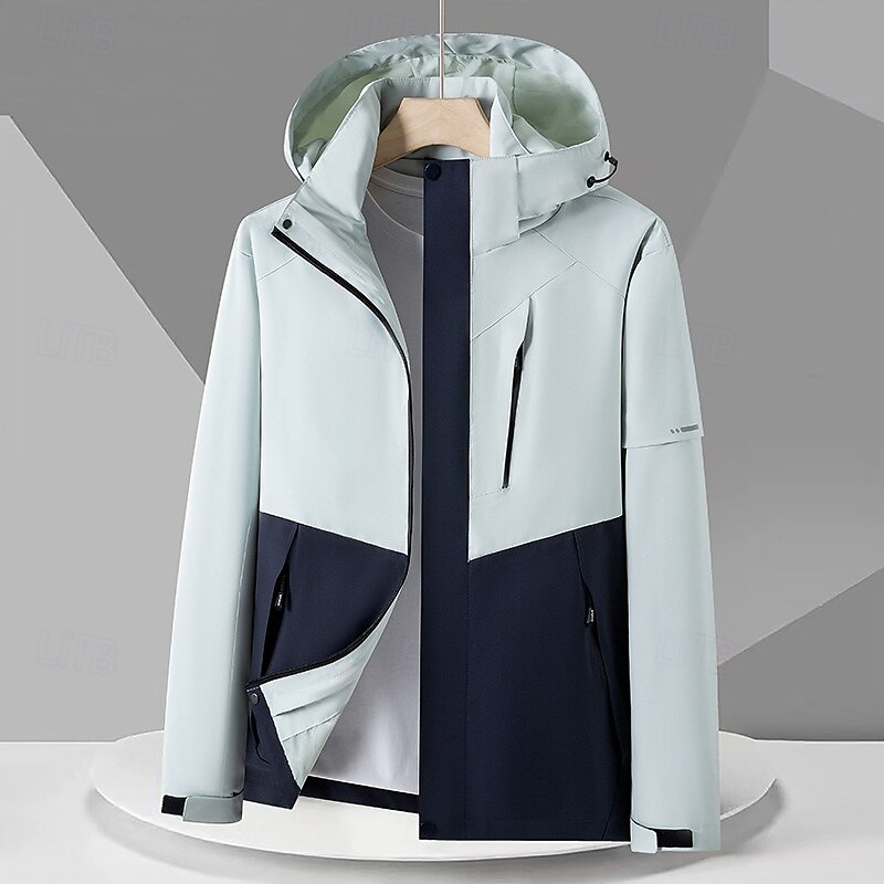 Herren Windjacke Wanderjacke Hardshelljacke Außen Wasserdicht Winddicht Wanderoutfits Wanderbekleidung Frühling Herbst Oberteil Camping / Wandern / Höhlenforschung Laufen Patchwork Armeegrün Grün 2025 - $46.99 –P4