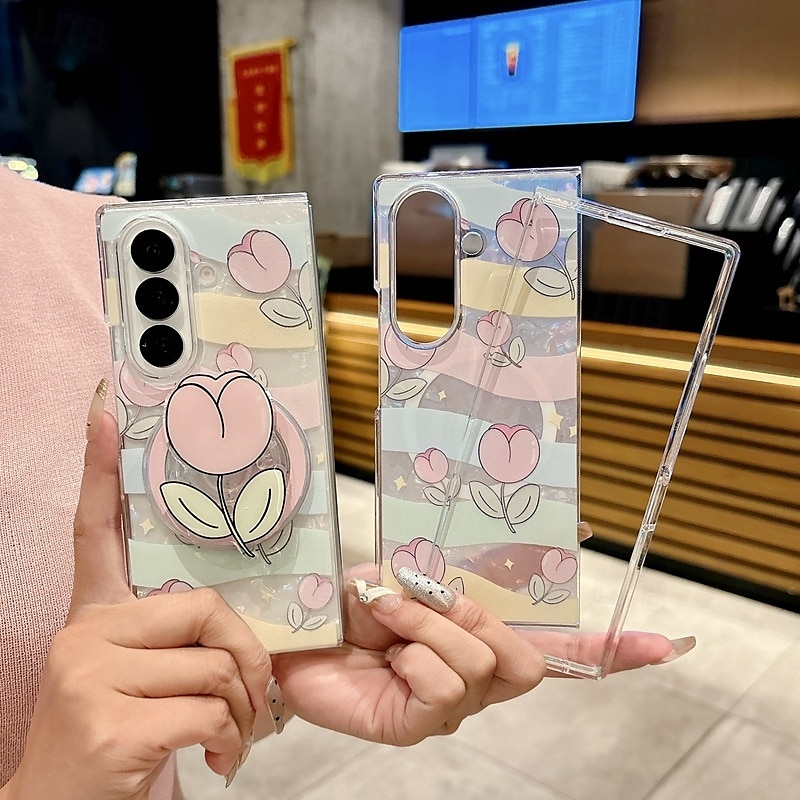 телефон Кейс для Назначение SSamsung Galaxy Z-образный сгиб 7 Z-сгиб 6 Z Fold 5 Z Fold 4 Z Fold 3 Кейс на заднюю панель со стендом Магнитный с ремешком на запястье Цветочный Цветочный 2025 - $16.99 –P2