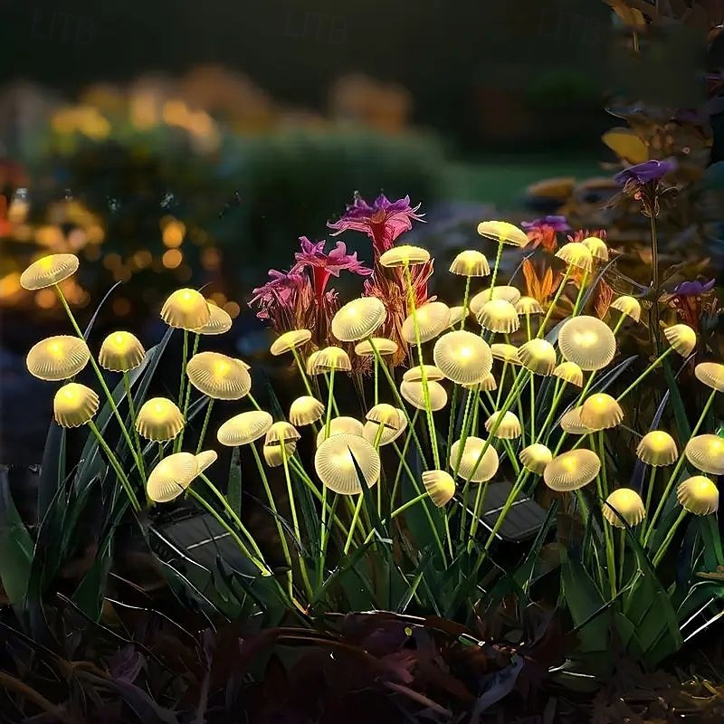 2 kpl aurinkokennolla toimivia sienipuutarhavaloja 6 lediä aurinkokennolla toimivia meduusavaloja ulkokäyttöön vedenpitäviä tulikärpäsen keinuvaloja puutarhan pihapolulle joulujuhlien koristeluun 2026 - $22.99 –P7