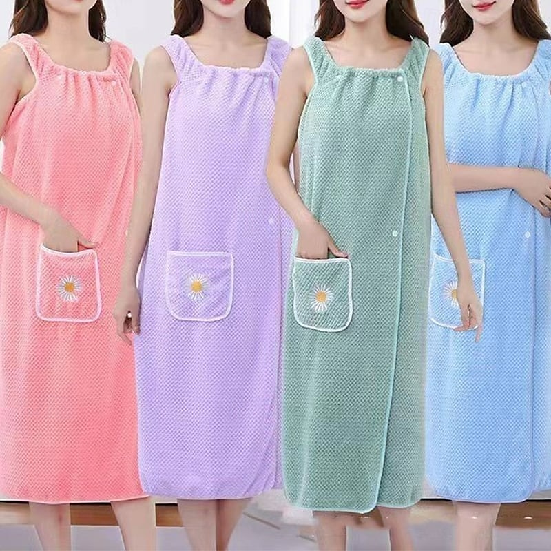 Asciugamano da bagno in pile di corallo, ad asciugatura rapida, assorbente, indossabile, gonna da doccia per donna, morbido, spesso, ad asciugatura rapida, accappatoio per la casa, pigiama del 2025 a $11.99 –P6