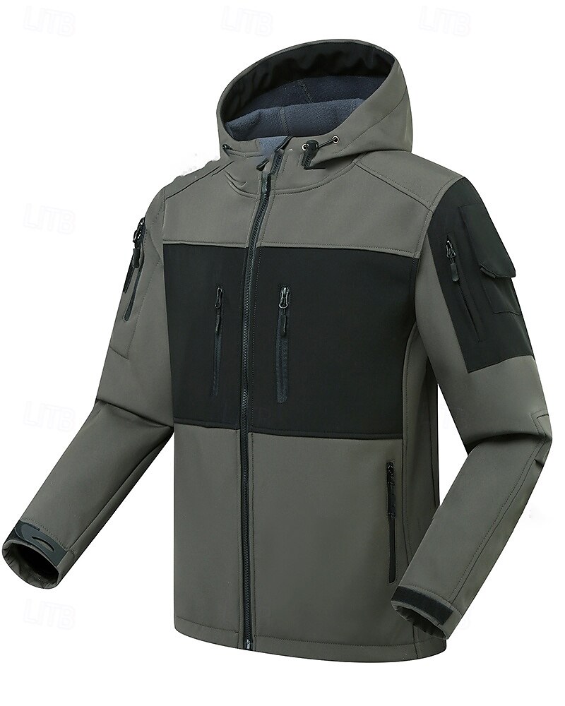 Per uomo Giacca a Vento Giacca softshell Inverno All'aperto Patchwork Calore Termico Impermeabile Antivento Top Nero Verde Cachi Grigio del 2025 a $29.99 –P5