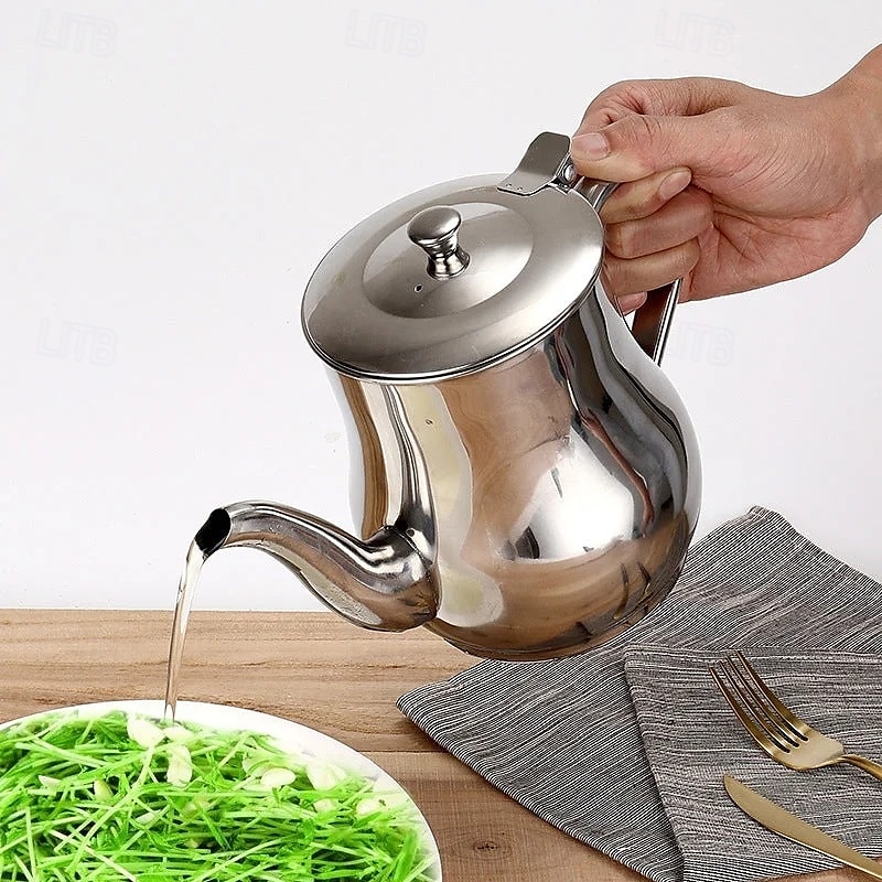 Oliatore in acciaio inox, filtro per olio denso, dispenser per salsa di soia a prova di perdite con filtro a rete, contenitore per condimenti multiuso per cucina domestica, brocca riutilizzabile per del 2025 a $15.99 –P6