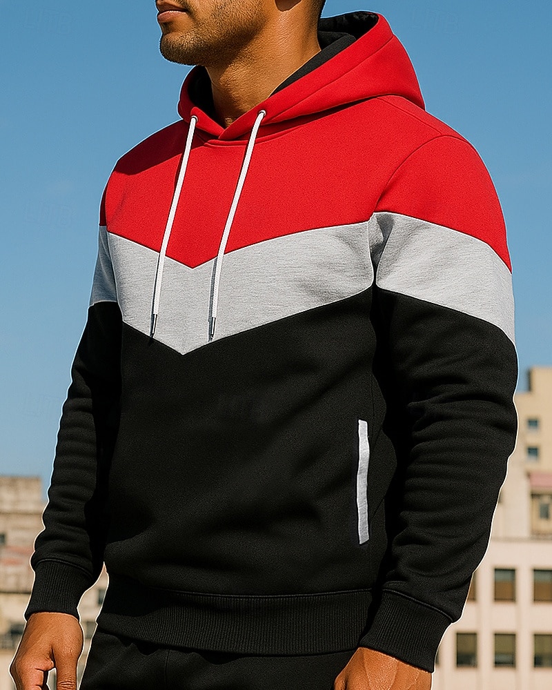 Per uomo Top casual Felpa con cappuccio Felpe Coulisse Tasca Manica Lunga Top Athleisure Autunno Blocco di colori Antivento Escursionismo Allenamento Atletico abbigliamento sportivo Abbigliamento del 2025 a $25.99 –P3