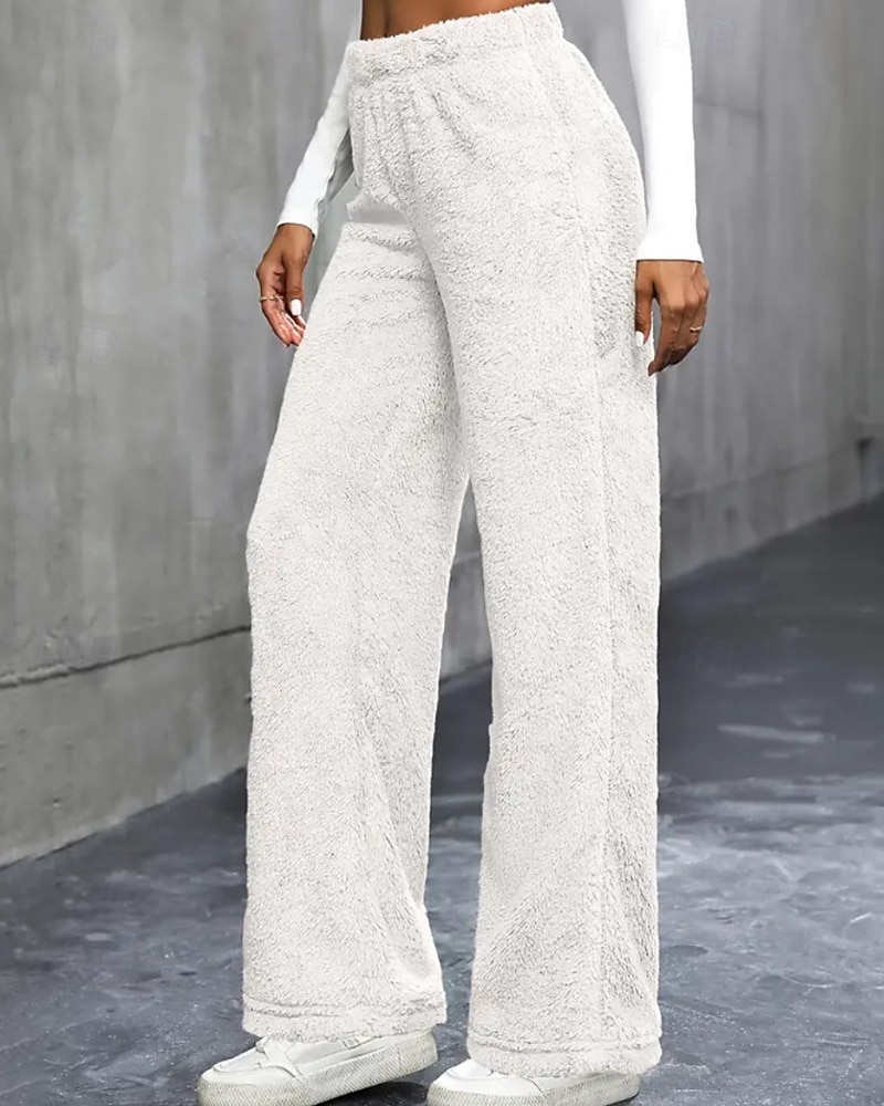 Per donna Gamba larga Pantaloni Eleganti Streetwear Casual Lunghezza intera Naturale Semplice Elastico in vita Confortevole Ferie Uscire Weekend Grigio Nero Bianco Cachi Autunno Vestibilità regolare del 2025 a $18.99 –P6