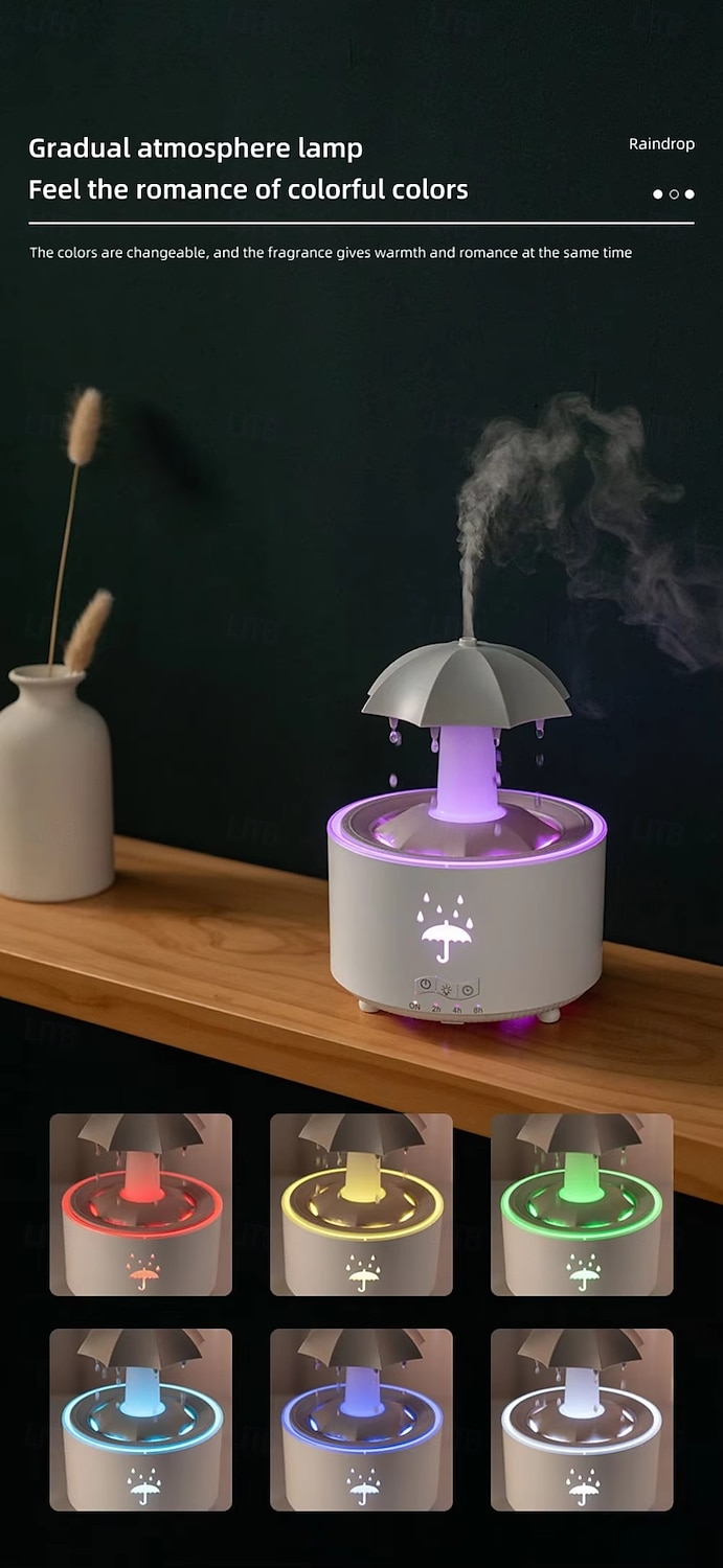 Kleurrijke regendruppel aromatherapie machine roterende waterdruppel luchtbevochtiger afstandsbediening thuiskantoor waterzuiveraar 2025 - $35.99 –P1