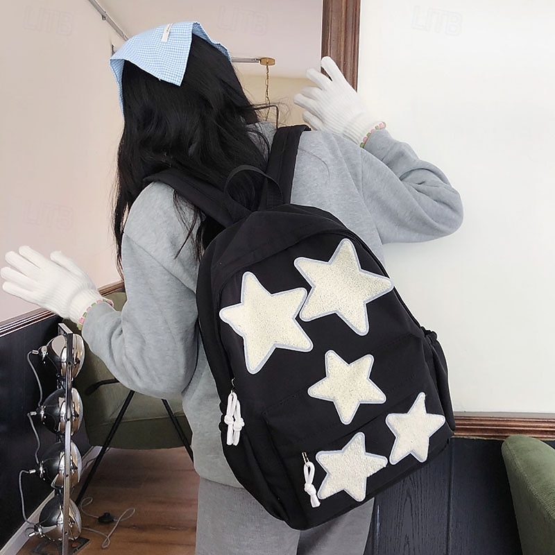 Kids' Black Backpack with White Star Patches – Cute School Bag for Girls and Boys, Lightweight and Spacious for Back to School 2026 - $19.99 –P3