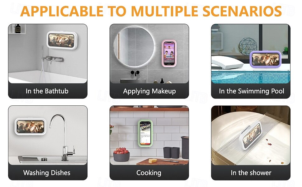 360 Rotatable Retractable Adjustable Shower Phone Case HolderAnti-fog HD & sensitive screen Wall Mounted Phone Holder for Bathroom Mirror Bathtub KitchenShower Accessories for 4-7 Phones 2025 - $9.99 –P5