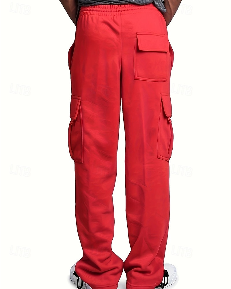 Multi-pakketten 3 stuks Voor heren Zwart + grijs + blauw Joggingbroek met wijde pijpen Broek Elastische taille Trekkoord Effen Vakantie Alledaagse kleding Polyester Lente 2025 - $35.99 –P9