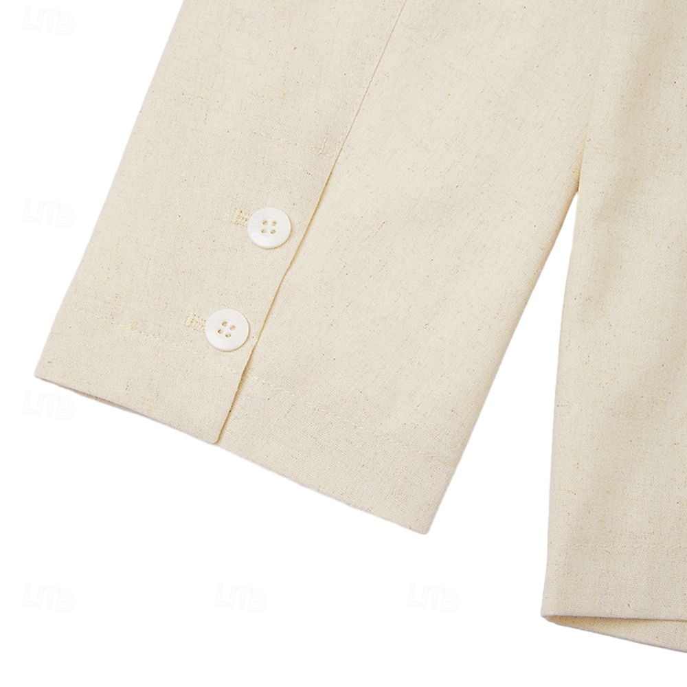 Homens Blazer de linho Casaco esportivo Casual Diário Primavera Verão Algodão E Linho Côr Sólida Confortável Comum 2 Botões Jaqueta esporte Bege Azul Claro de 2025 por $59.99 –P7