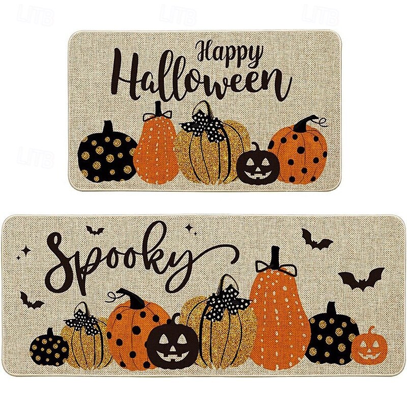 halloween &Thanksgiving sklisikker kjøkkenmatte - flekkbestandig krystallfløyelsteppe til badet &døråpning 2025 - $42.99 –P5