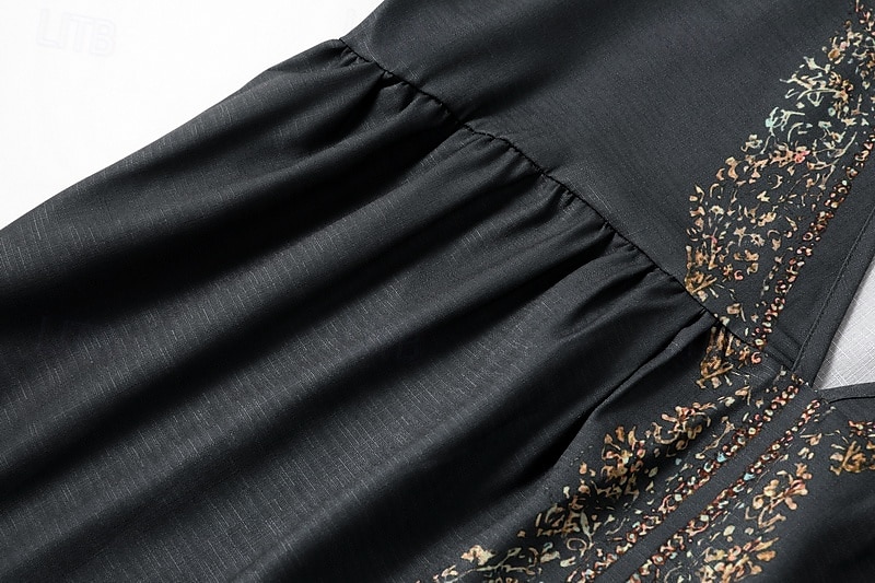 Femmes Chemises en coton et lin Chemisier occidental Uni Bohème ancien Boho manche longue Col en V Hauts Longs Quotidien Fête Patchwork Gris foncé Été de 2025 ? $21.99 –P11