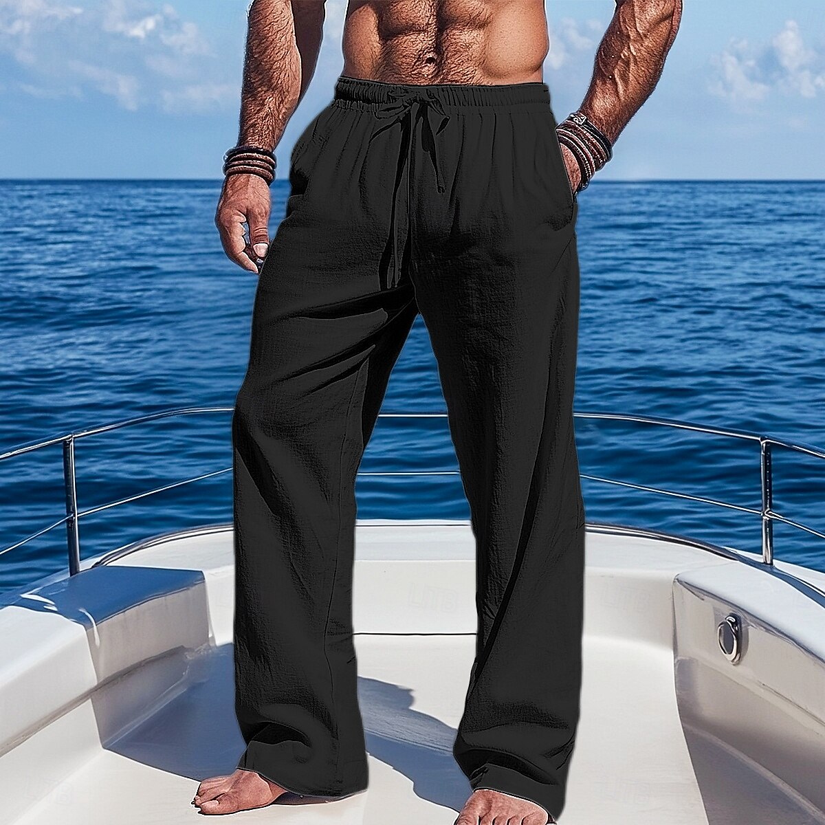 Homme Pantalons en Lin Pantalons Pantalon d'été Pantalons Amples Pantalons de Plage Taille Élastique Cordon de serrage Jambe Droite Uni Confort Respirant Longueur complète Extérieur Occasionnel de 2025 ? $20.99 –P9