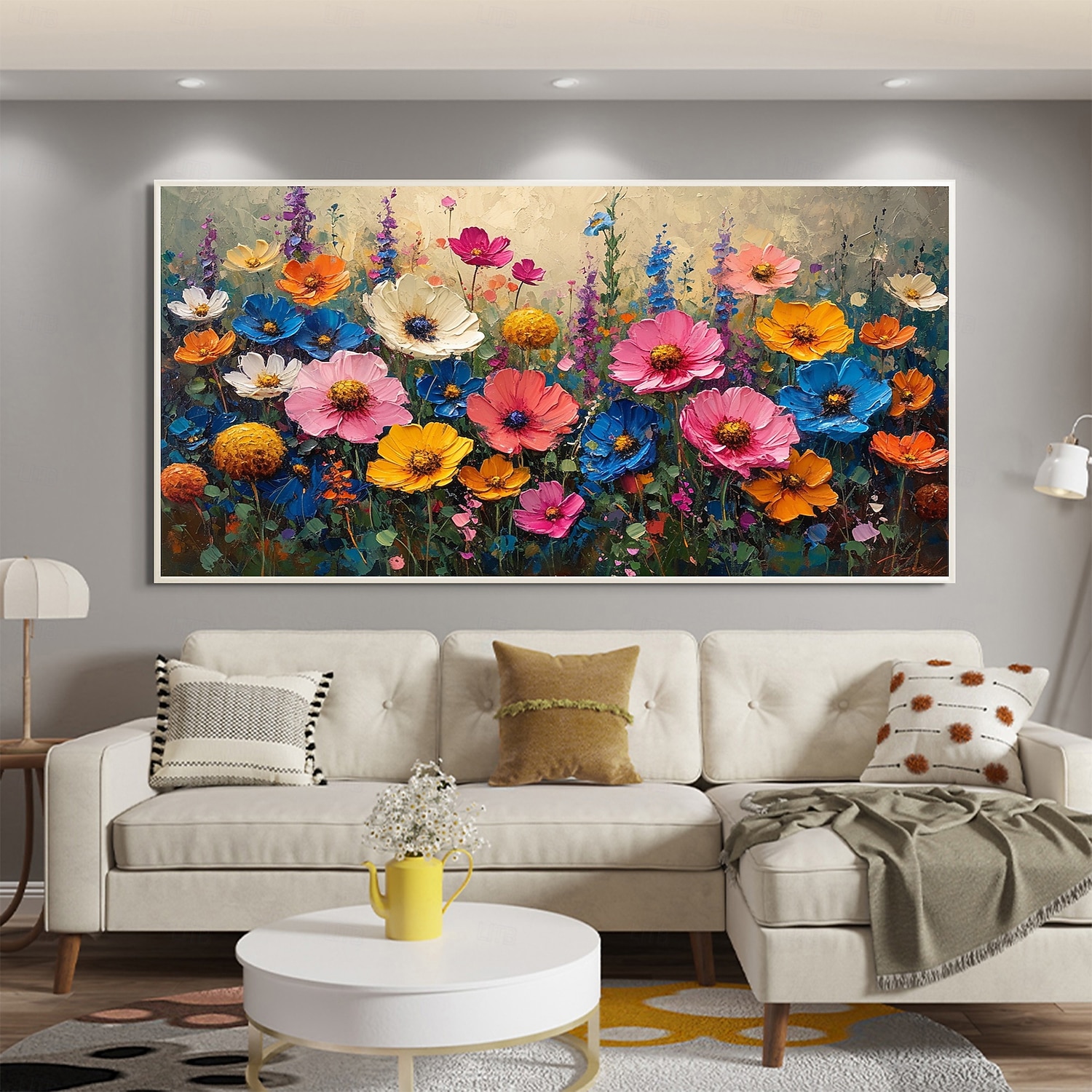 handgemachtes Ölgemälde auf Leinwand, Wandkunst, Dekoration, abstraktes, farbenfrohes Blumengemälde, Blumengemälde für die Inneneinrichtung, gerolltes, rahmenloses, ungedehntes Gemälde 2025 - $147.99 –P1