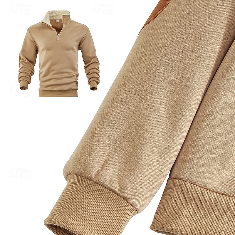 Per uomo Felpa con cappuccio Felpa con cappuccio e zip corta Felpa con cappuccio in pile Nero Blu marino Cachi Grigio chiaro Grigio scuro Colletto Mao Semplice Con zip Tasca Frontale Sport & Outdoor del 2025 a $34.99 –P7