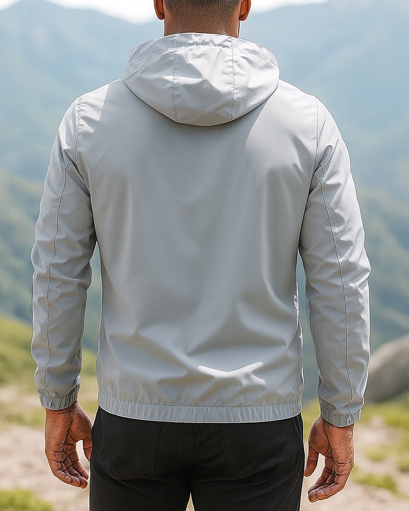 Herren Windjacke Wanderjacke Regenmantel Außen Wasserdicht Winddicht Leicht Wanderoutfits Wanderbekleidung Frühling Herbst Oberteil Camping / Wandern / Höhlenforschung Laufen Einfarbig Schwarz 2025 - $19.99 –P2