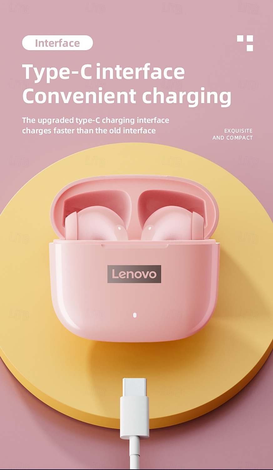 2025年 Lenovo LP40 完全ワイヤレスヘッドホン TWS イヤホン Bluetooth 5.1 ステレオ 充電ボックス付き Apple、Samsung、Huawei、Xiaomi、Mi 対応 自動ペアリング 日常使用 旅行 アウトドア 携帯電話  コレクション – $23.99 –P13